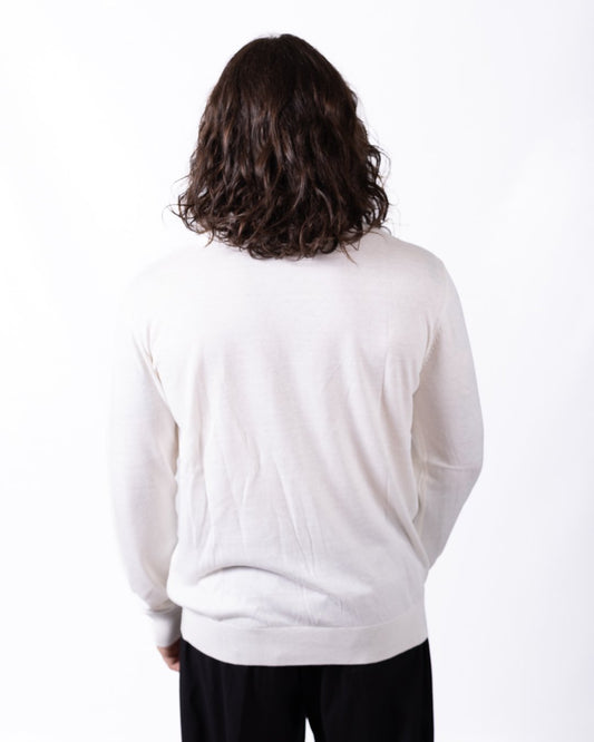Maglia Liu Jo girocollo in cotone e seta con logo metallico