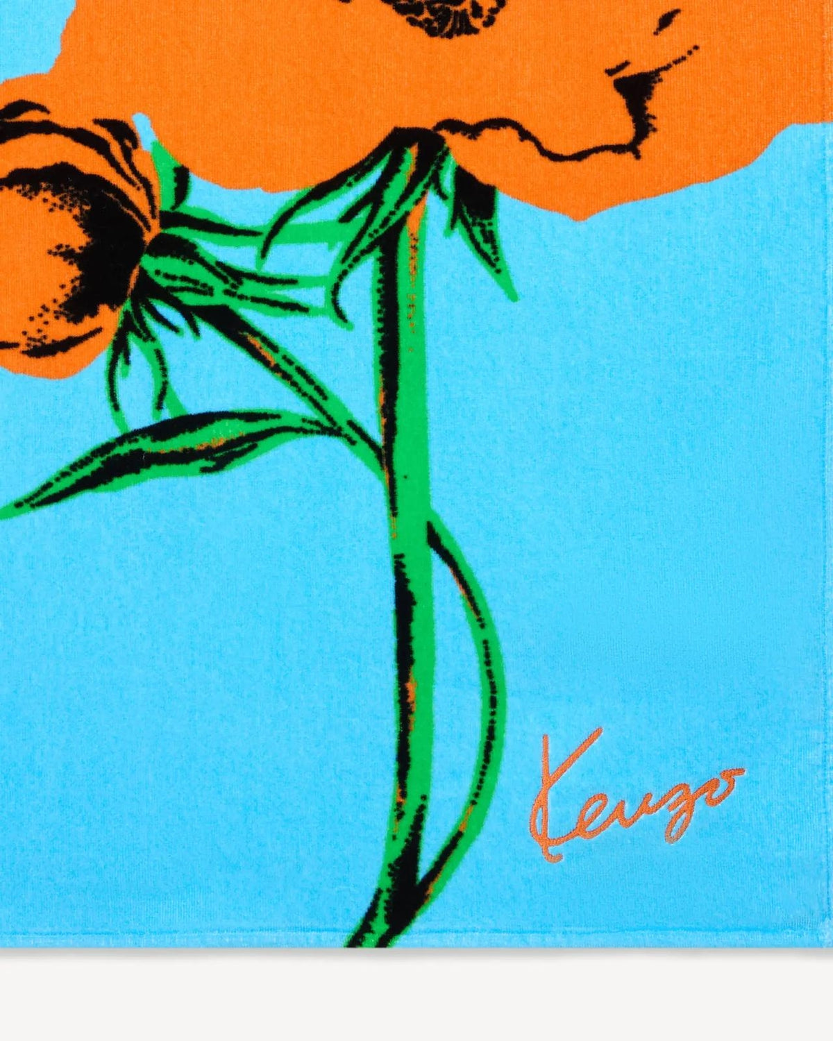 Telo mare Kenzo in cotone con grafica e signature in ricamo