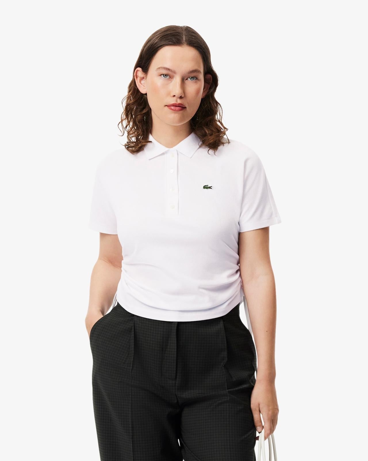 Polo Lacoste slim in petit piqué con coulisse donna