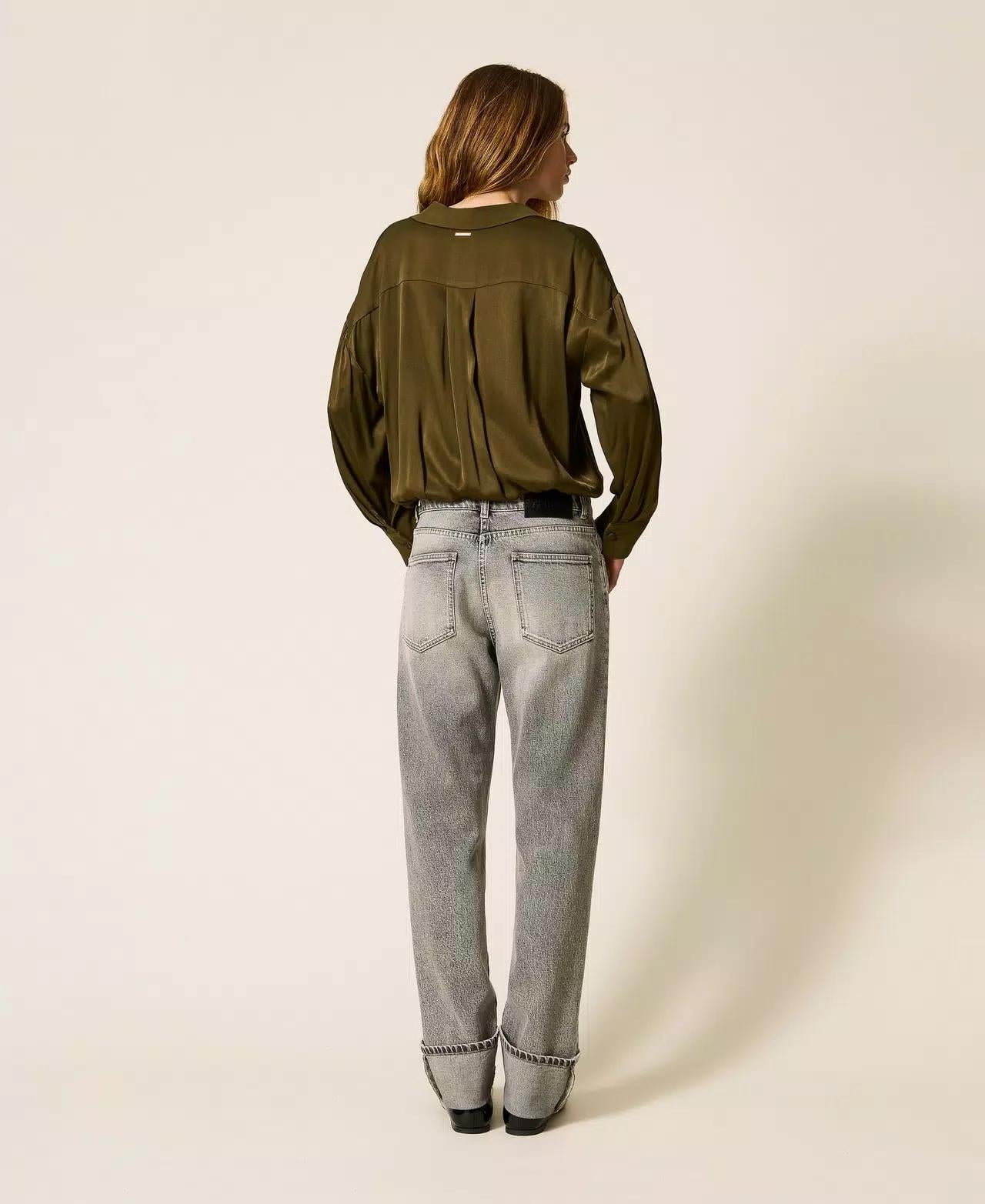 Jeans Twinset Actitude straight con risvolti donna