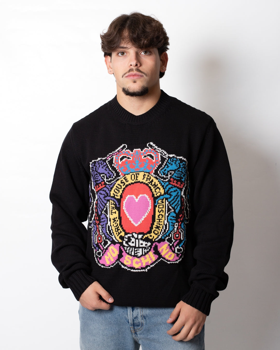 Maglia Moschino girocollo con maxi ricamo