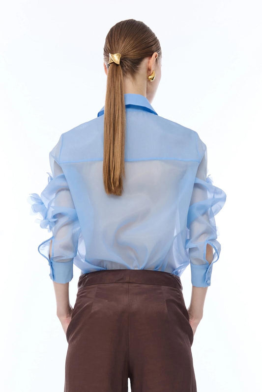 Camicia Nenette in organza con dettagli floreali donna