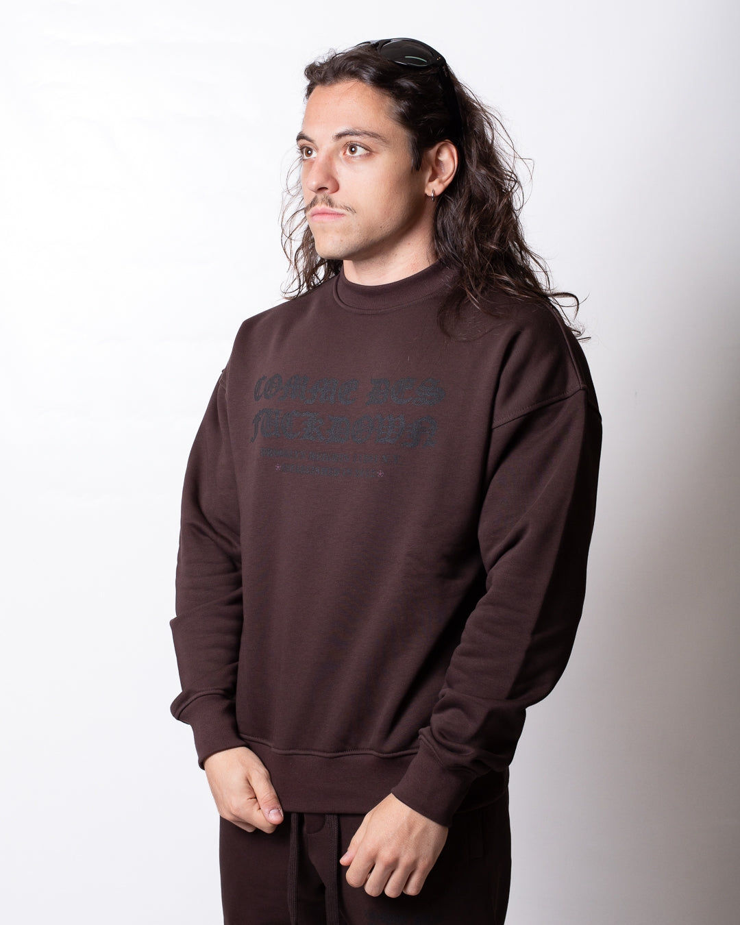 Felpa Comme des Fuckdown girocollo con stampe gothic uomo