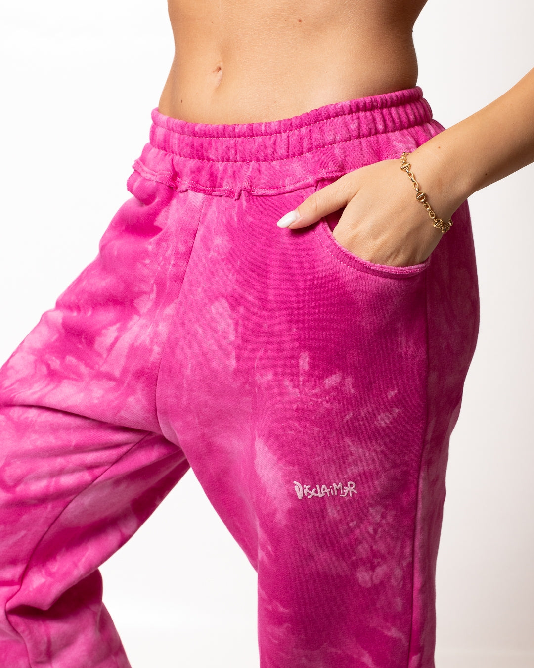 Pantalone Disclaimer in felpa effetto tie dye donna