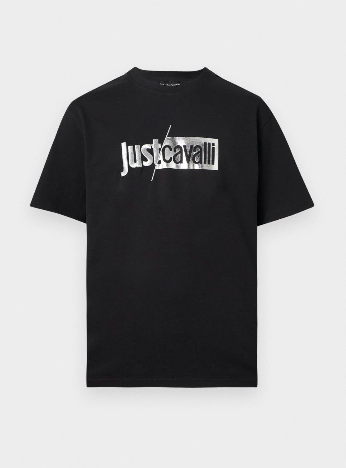 T-Shirt Just Cavalli girocollo con logo lucido e ricamo uomo