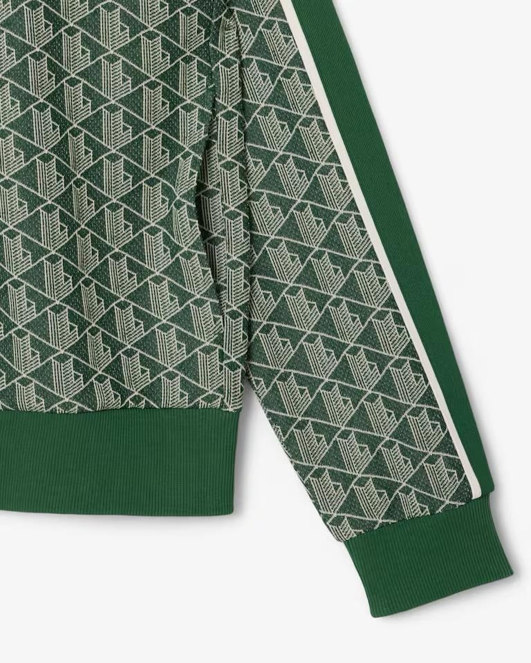 Felpa Lacoste con zip logata allover uomo