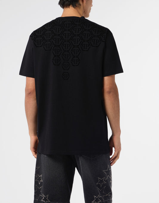 T-Shirt Philipp Plein con logo Degrade Monogram applicazione e velluto