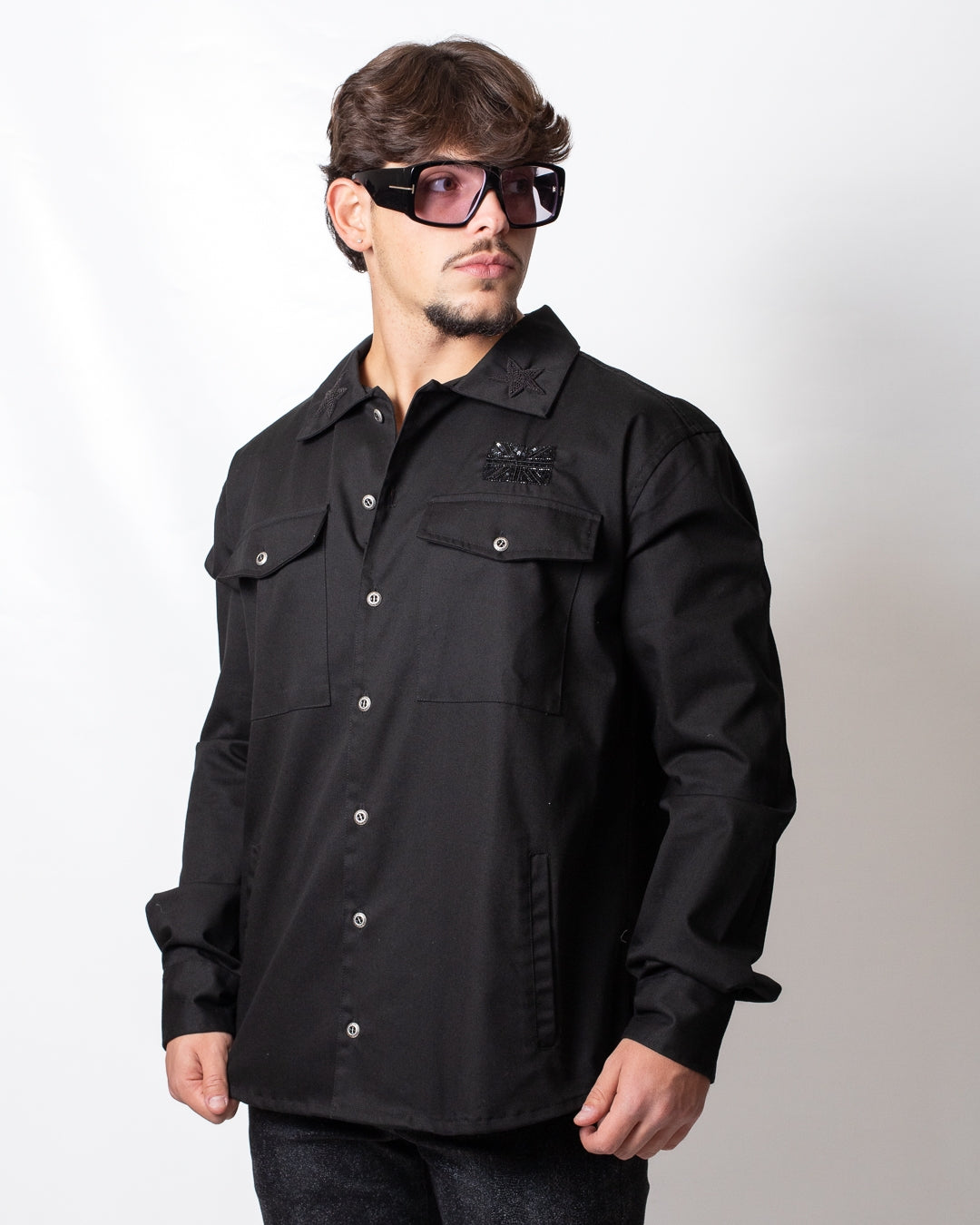 Camicia John Richmond con patch e ricami uomo