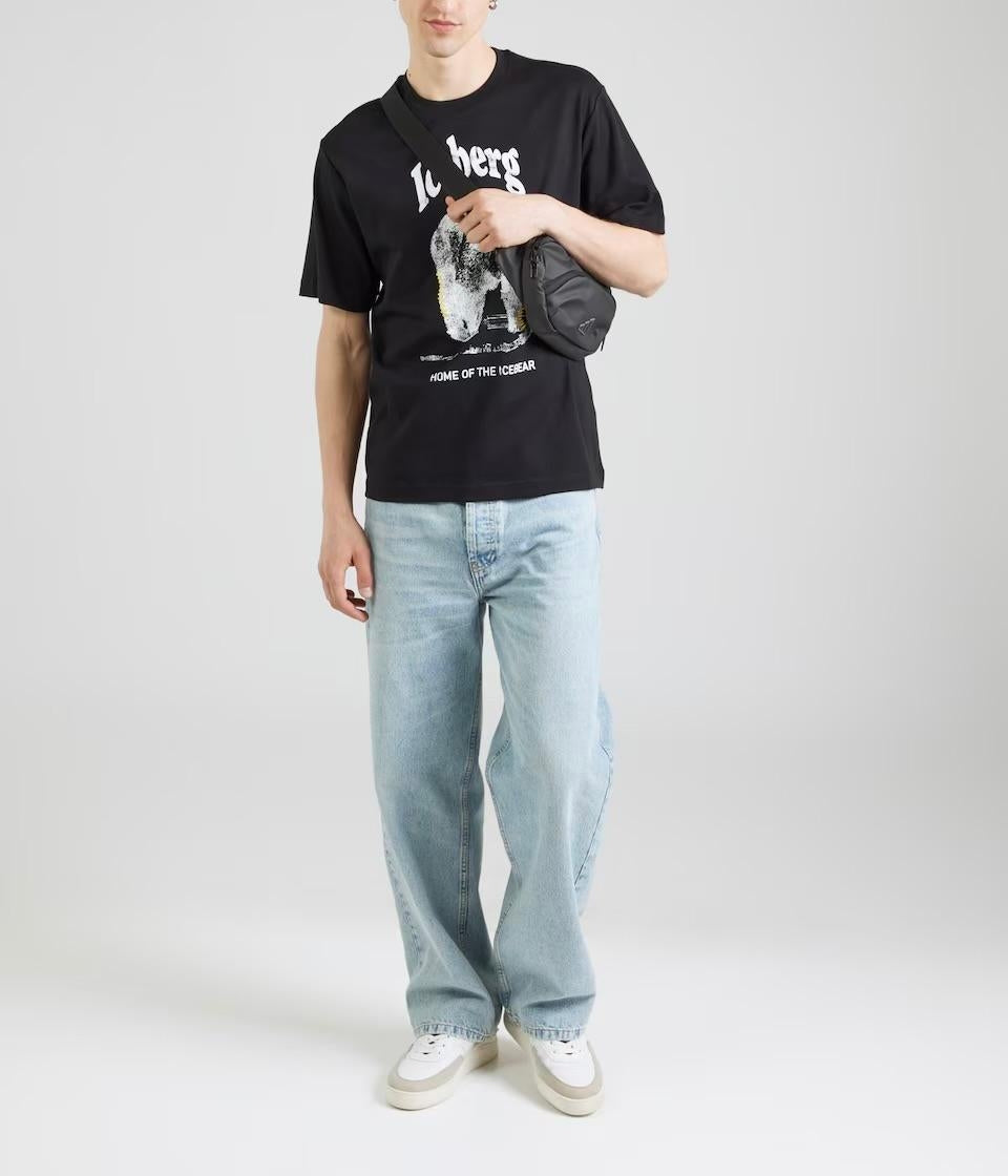 T-Shirt Iceberg con logo stampa e ricamo uomo