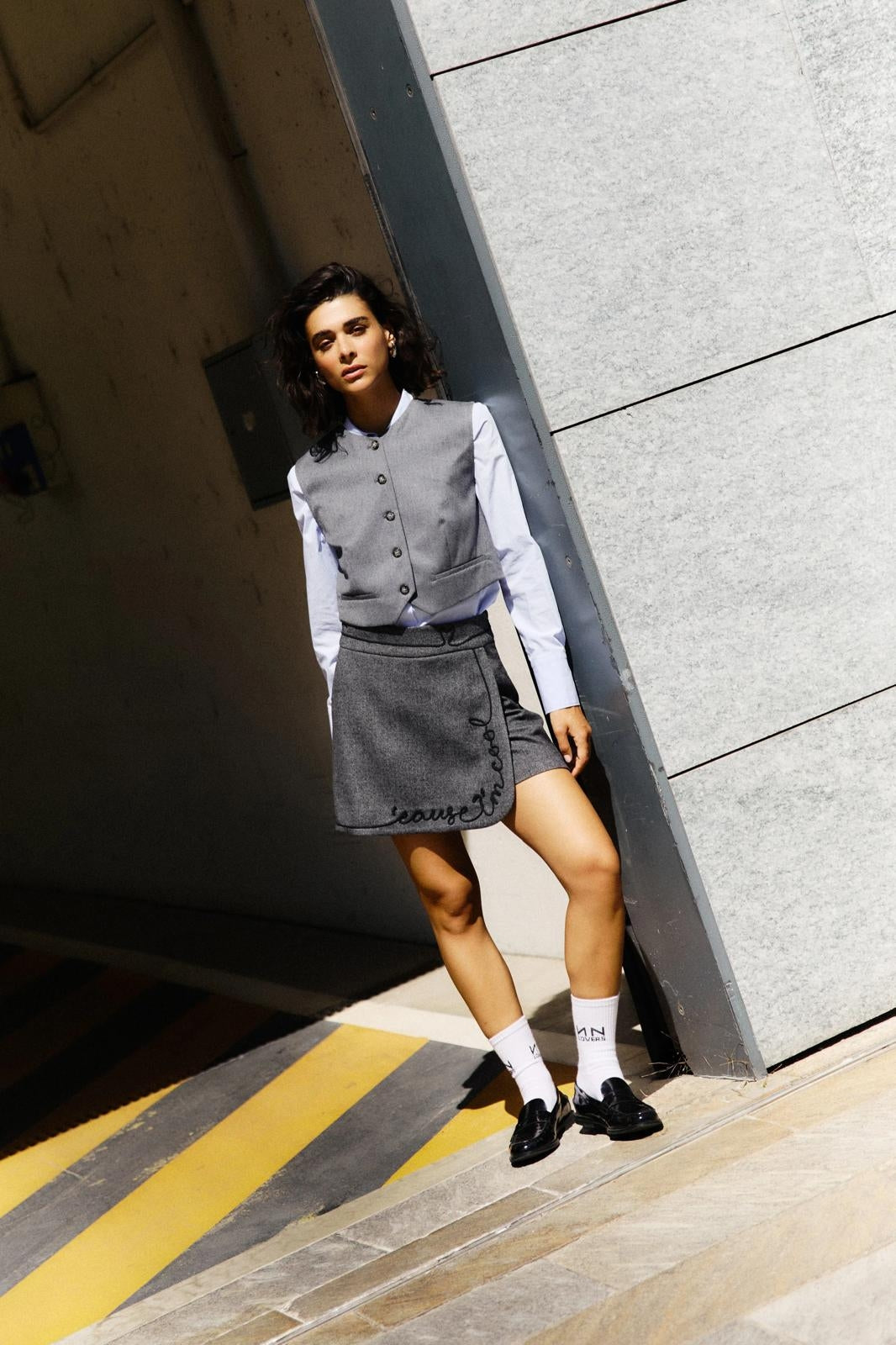 Shorts Nenette ricamato in misto lana donna