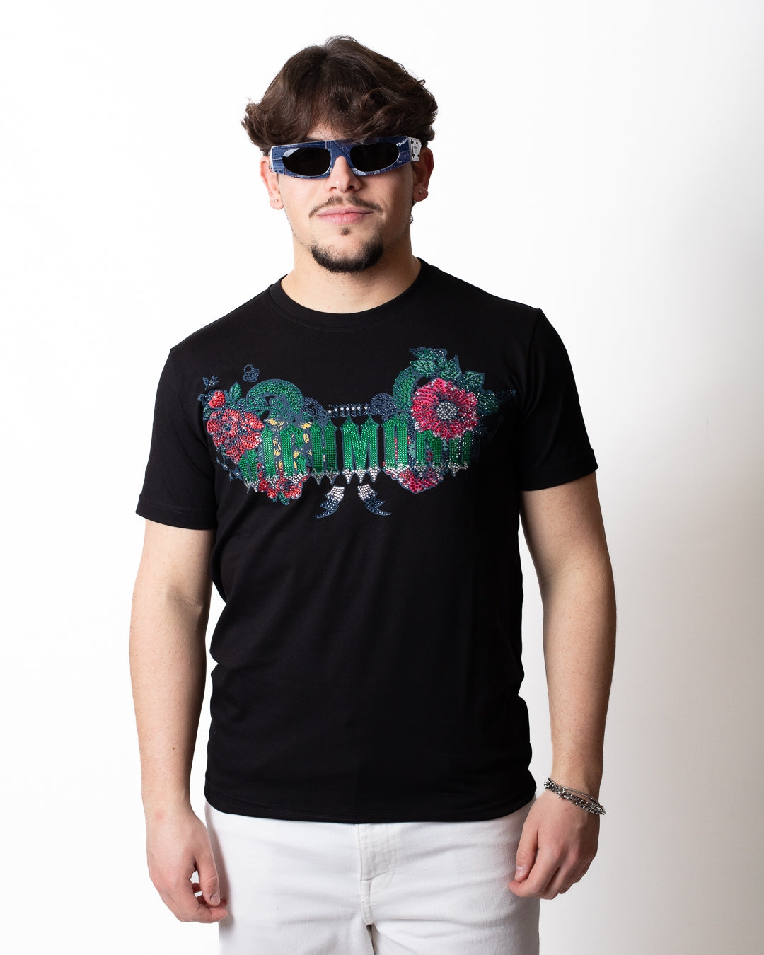T-Shirt John Richmond con stampa e strass uomo