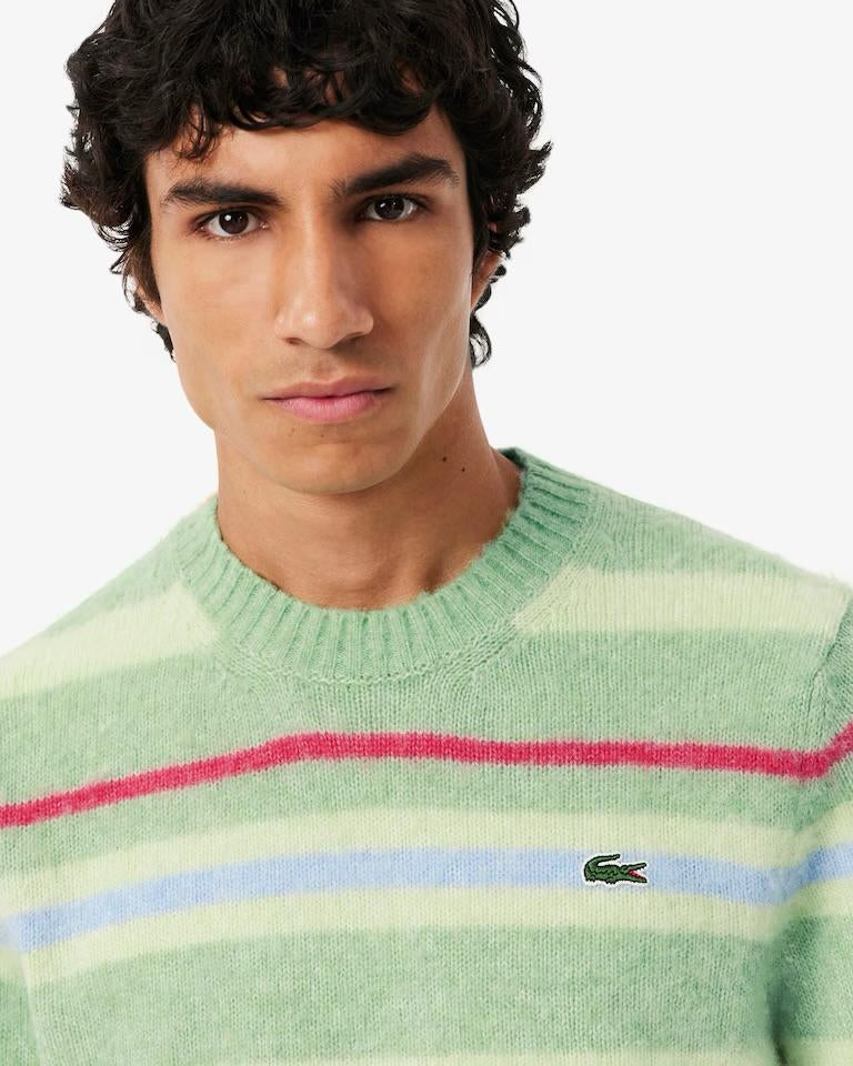 Maglia Lacoste girocollo a strisce multicolor