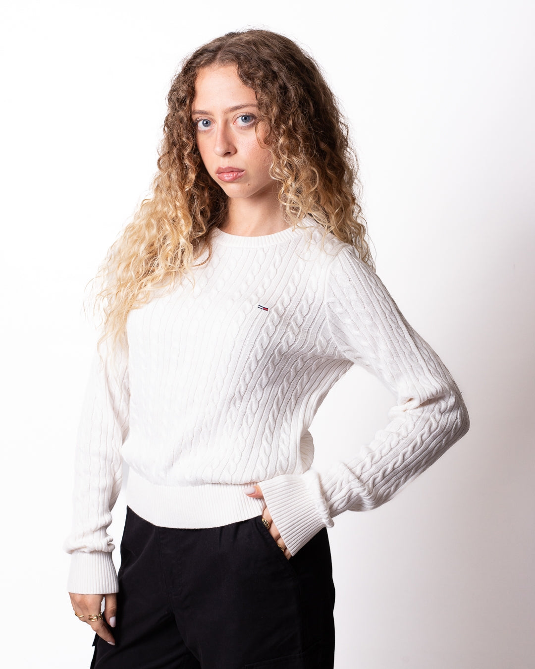 Maglia Tommy Jeans con ricamo intrecciato donna