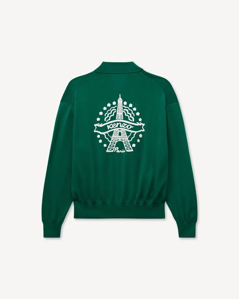Cardigan Kenzo Paris in lana full zip con maxi ricamo sul retro