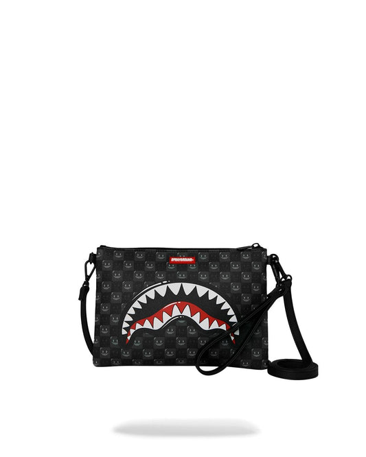 Pochette Sprayground nero SHARKS IN PARIS WTF BUBBLY BLACK CHECK CROSSOVER CLUTCH con tracolla