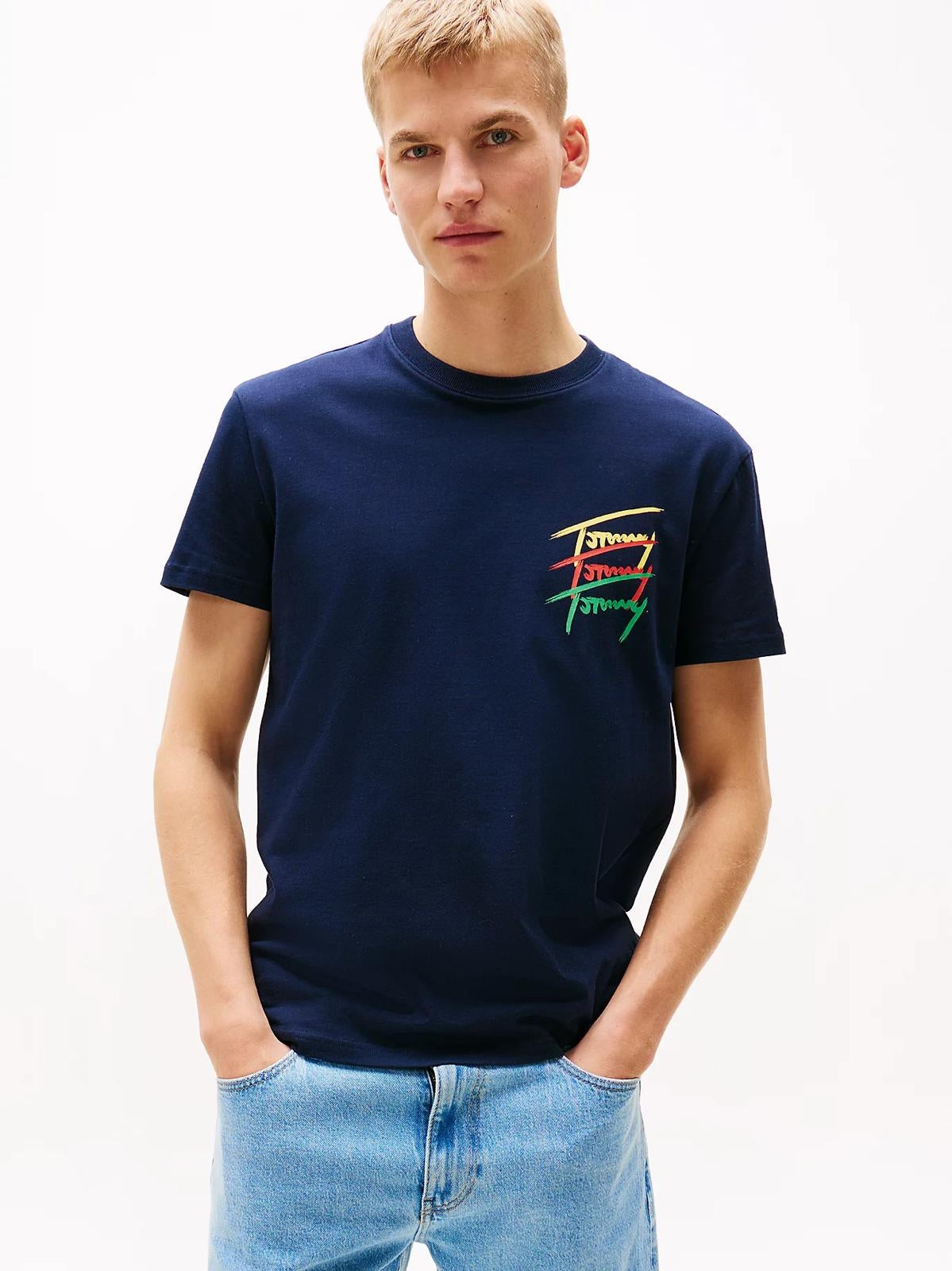 T-Shirt Tommy Jeans con stampa logata signature uomo