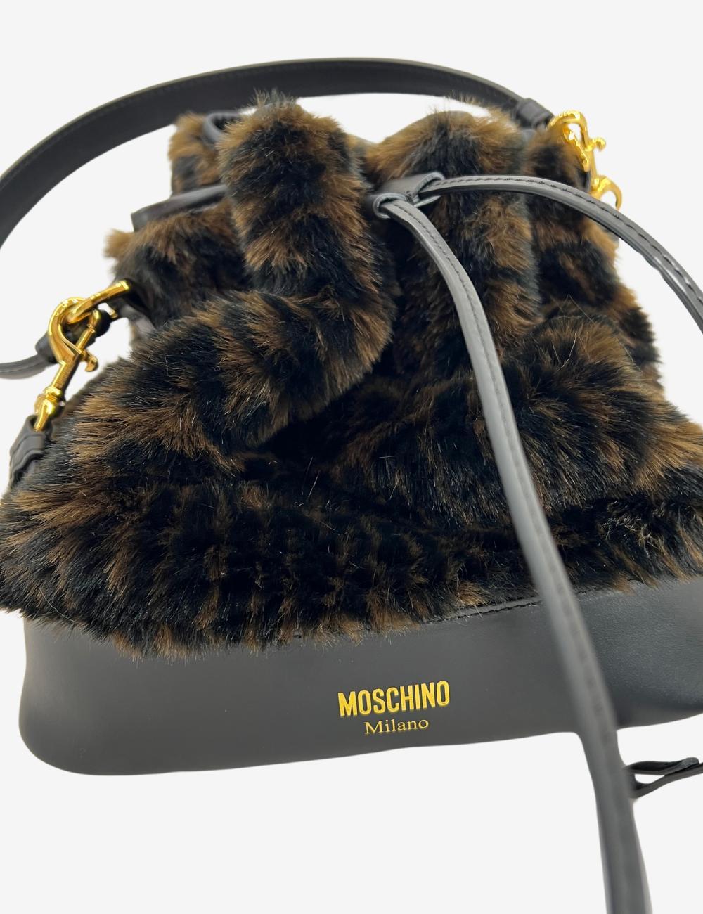 Borsa Moschino a secchiello con pelliccia sintetica donna