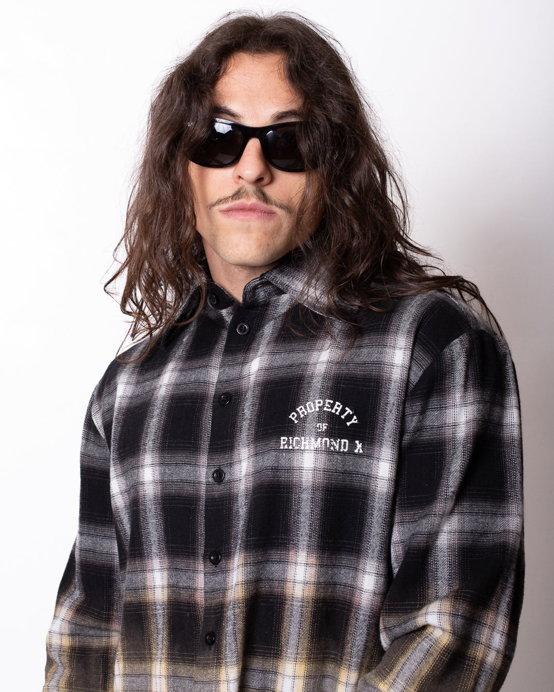 Camicia Richmond X in flanella con borchie