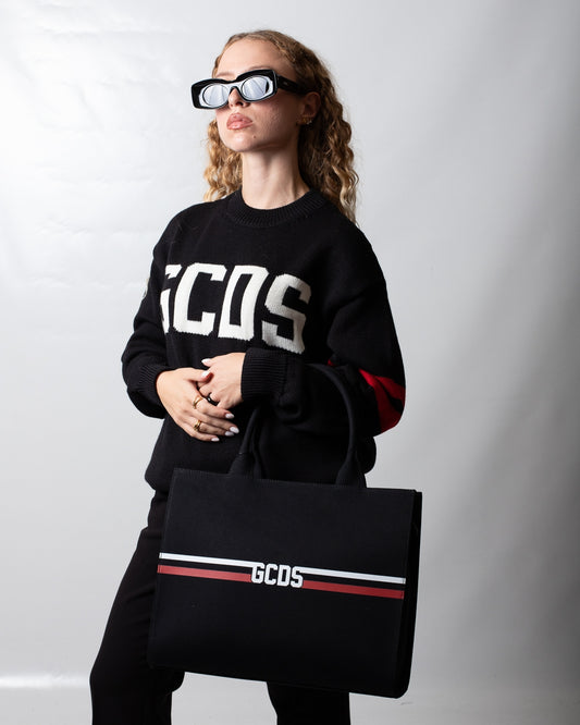 Borsa GCDS in tessuto "Logo stripes" donna