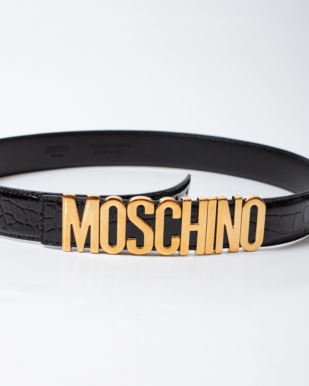 Cinta Moschino coccodrillo in pelle lucida