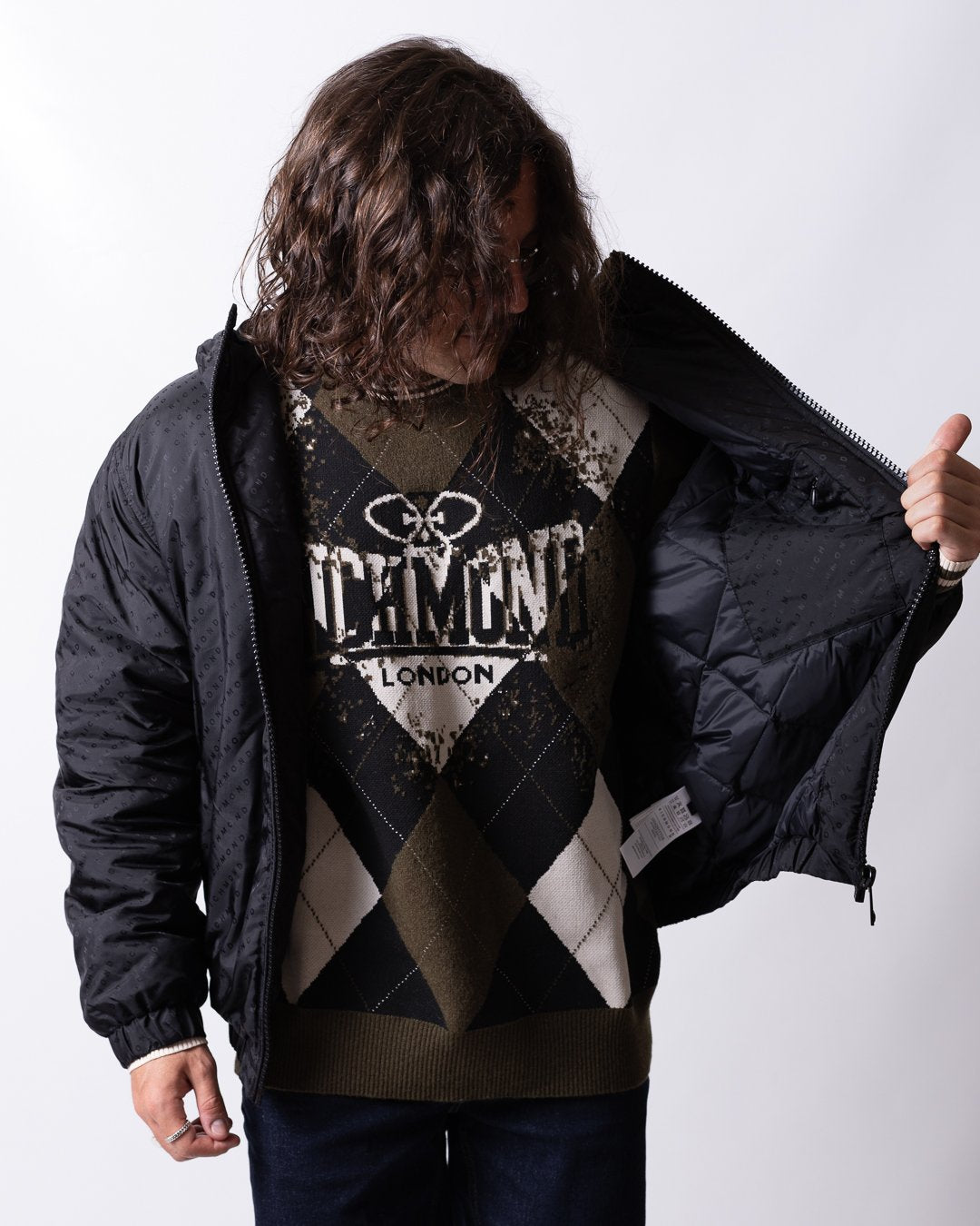 Giubbotto Richmond X in nylon con logo all-over uomo