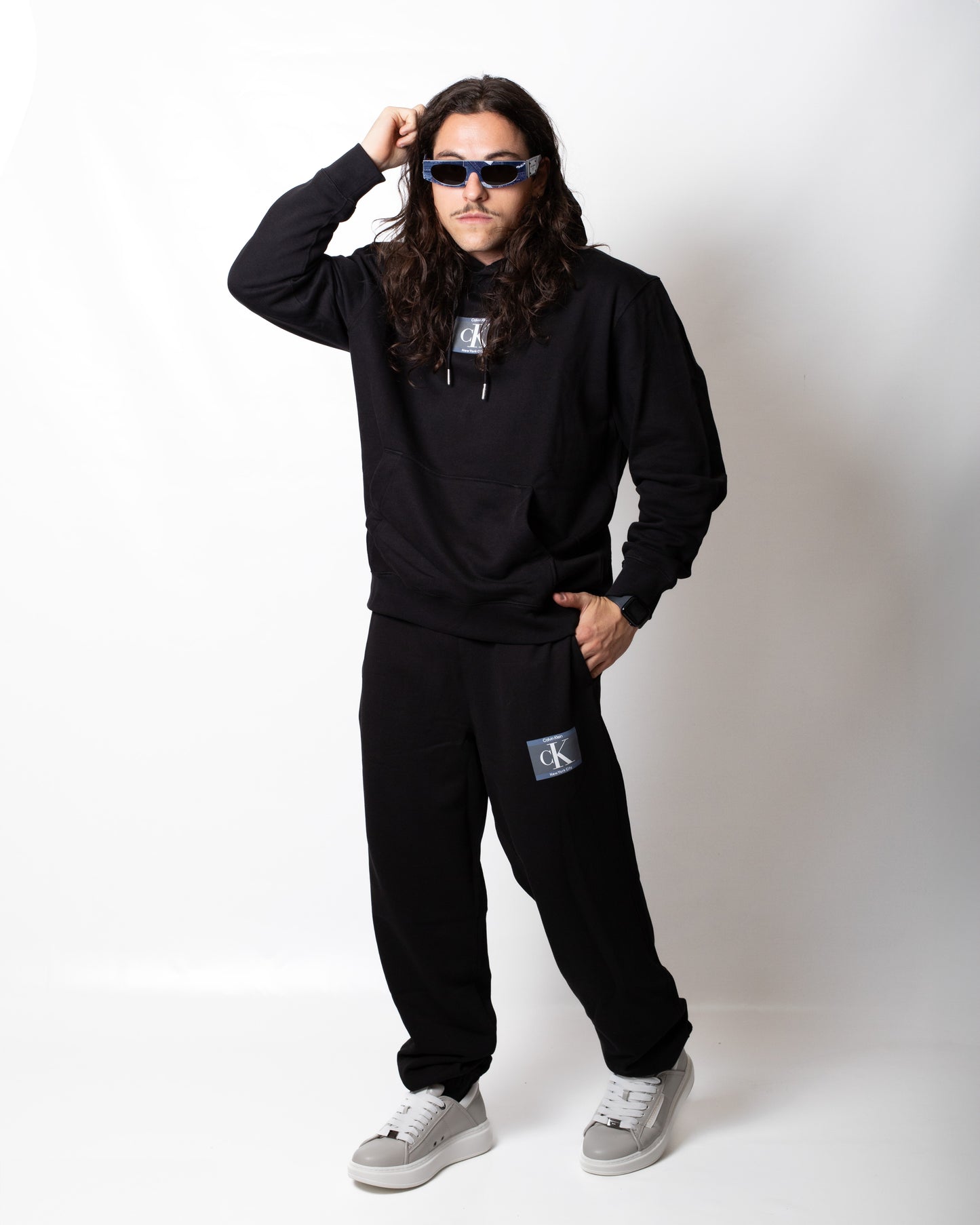 Felpa Calvin Klein con cappuccio e stampa in rilievo uomo