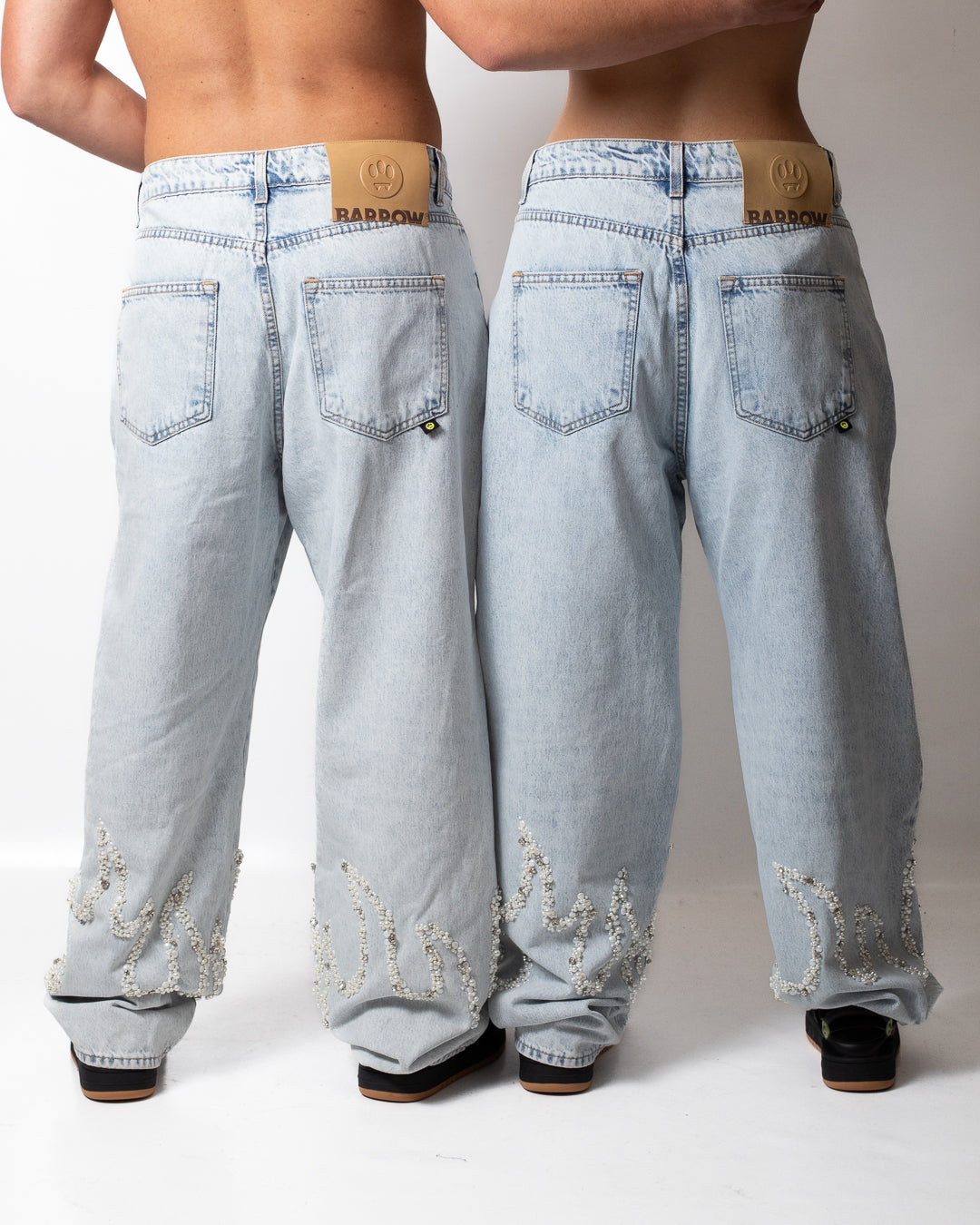 Jeans Barrow baggy con perline, borchie e goielli