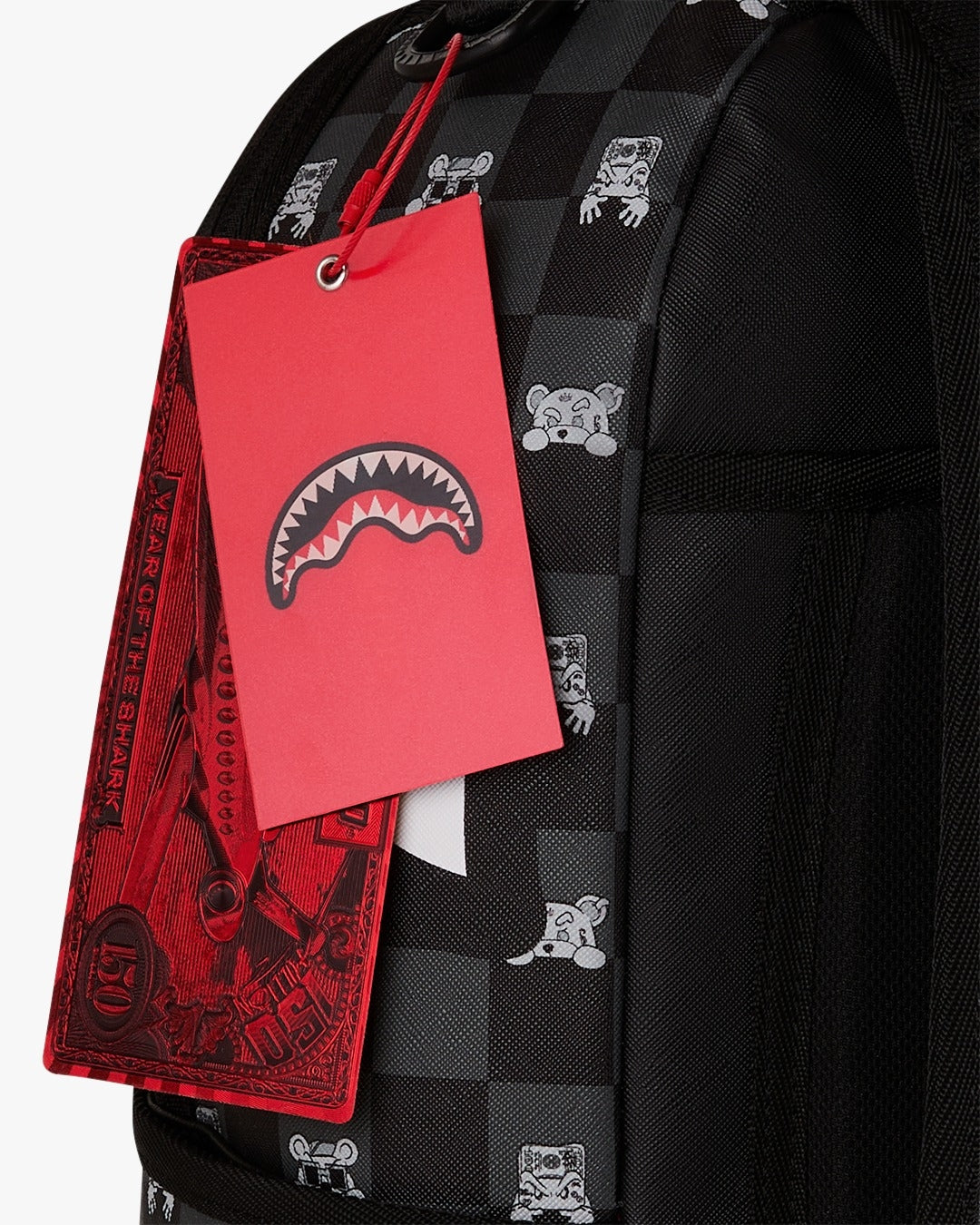 Zaino Sprayground nero GRAY PEEKING CHARACTER CHECK DLXSV BACKPACK