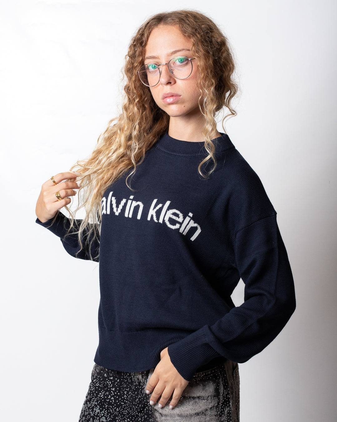 Maglia Calvin Klein Jeans girocollo con logo a contrasto donna