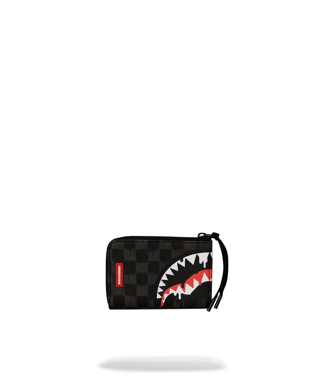 Portafoglio Sprayground nero dripping sharks in paris zip-out walle