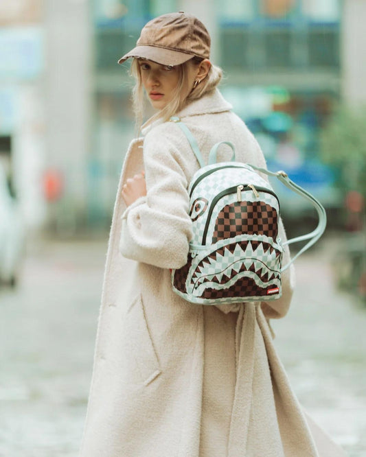 Zainetto Sprayground marrone "CREAM AND BROWN TEAR CHECK SAVAGE BACKPACK"