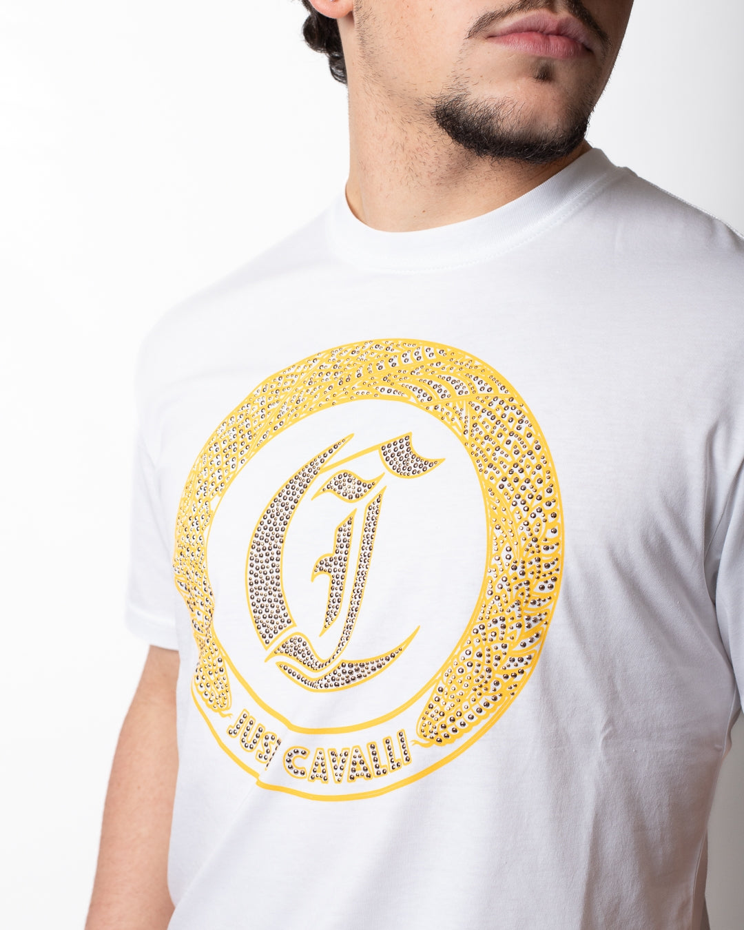 T-Shirt Just Cavalli "Round Logo" con borchie uomo