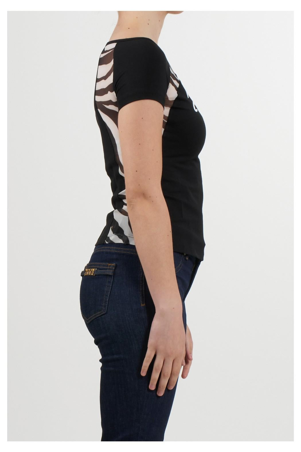 T-Shirt Versace Jeans Couture con logo e trasparenze donna