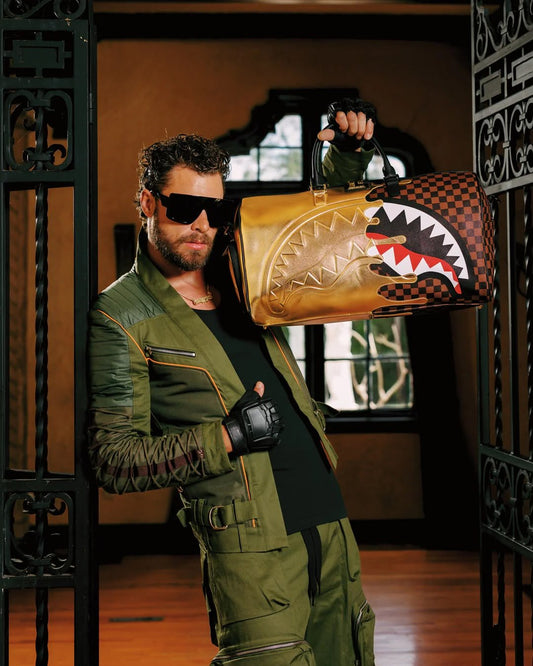 Borsone Sprayground marrone SHARKS IN PARIS GOLD DRIP DUFFLE