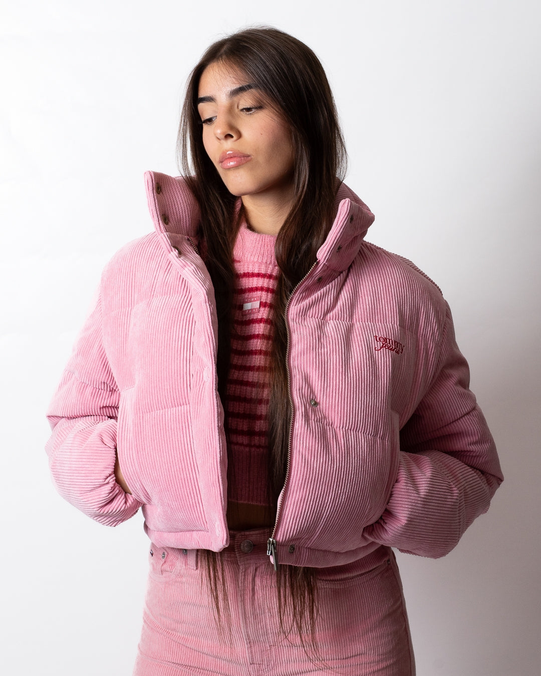 Giubbotto Tommy Jeans puffer in costina donna