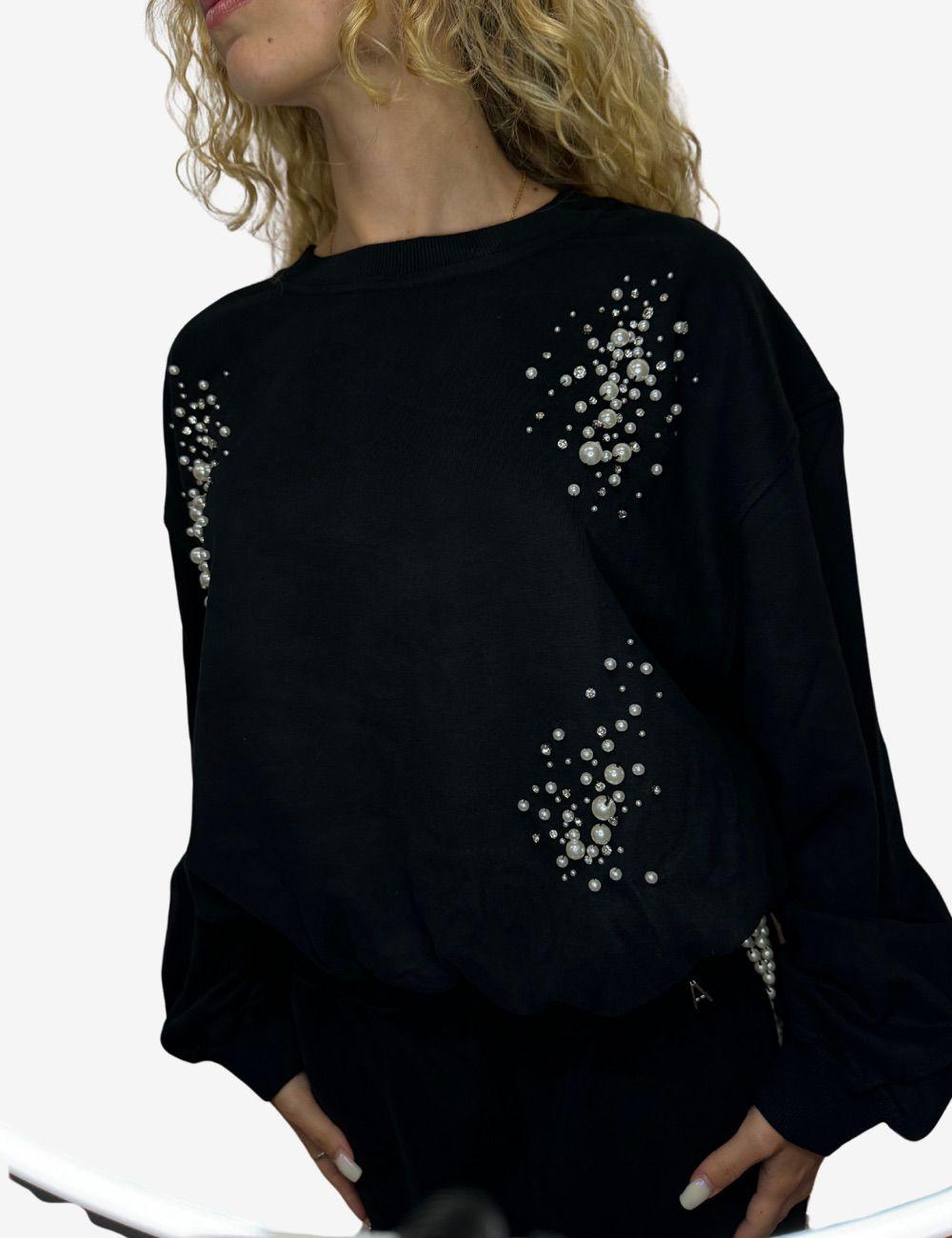 Felpa Twinset Actitude girocollo con perline donna