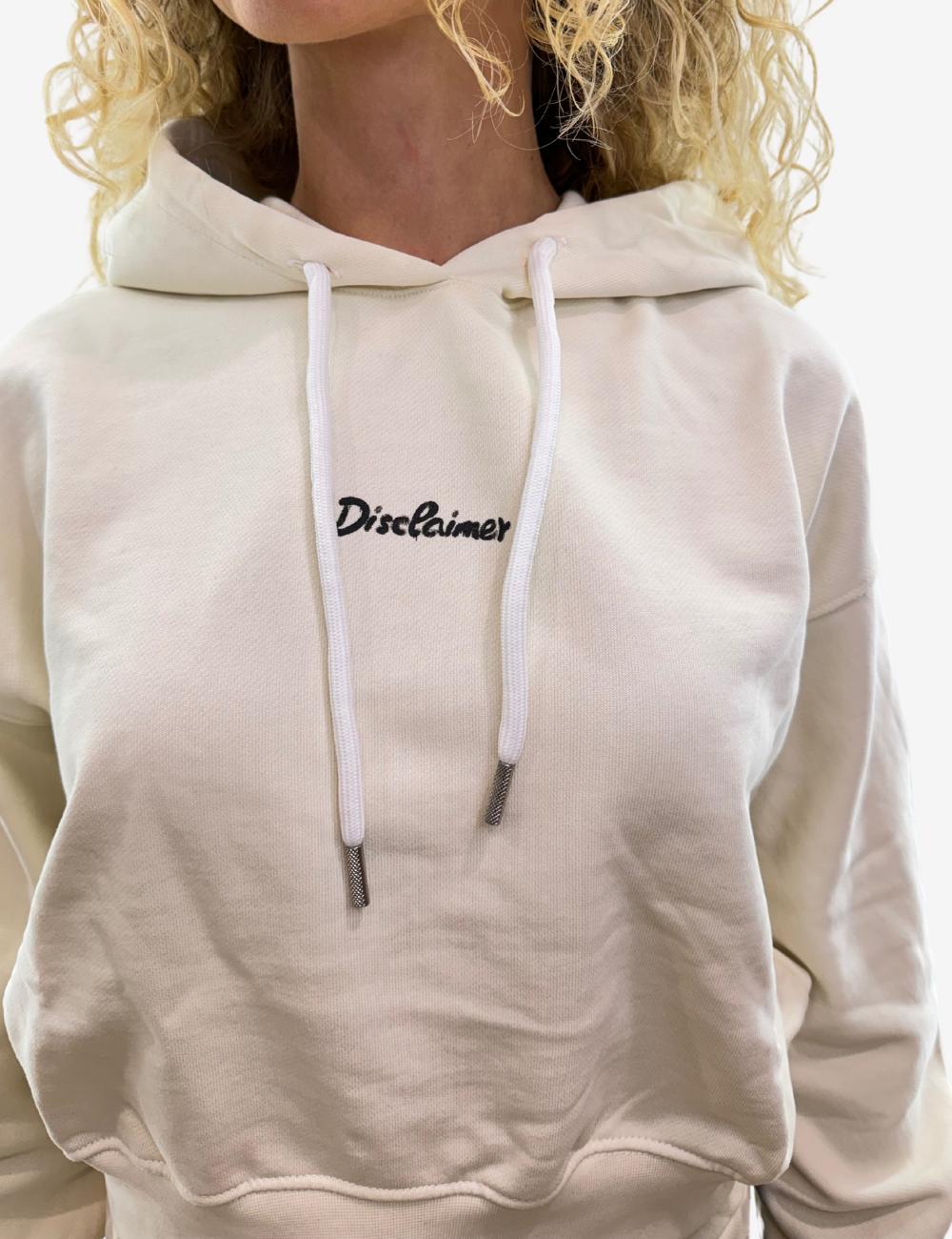 Felpa Disclaimer crop con cappuccio e logo donna