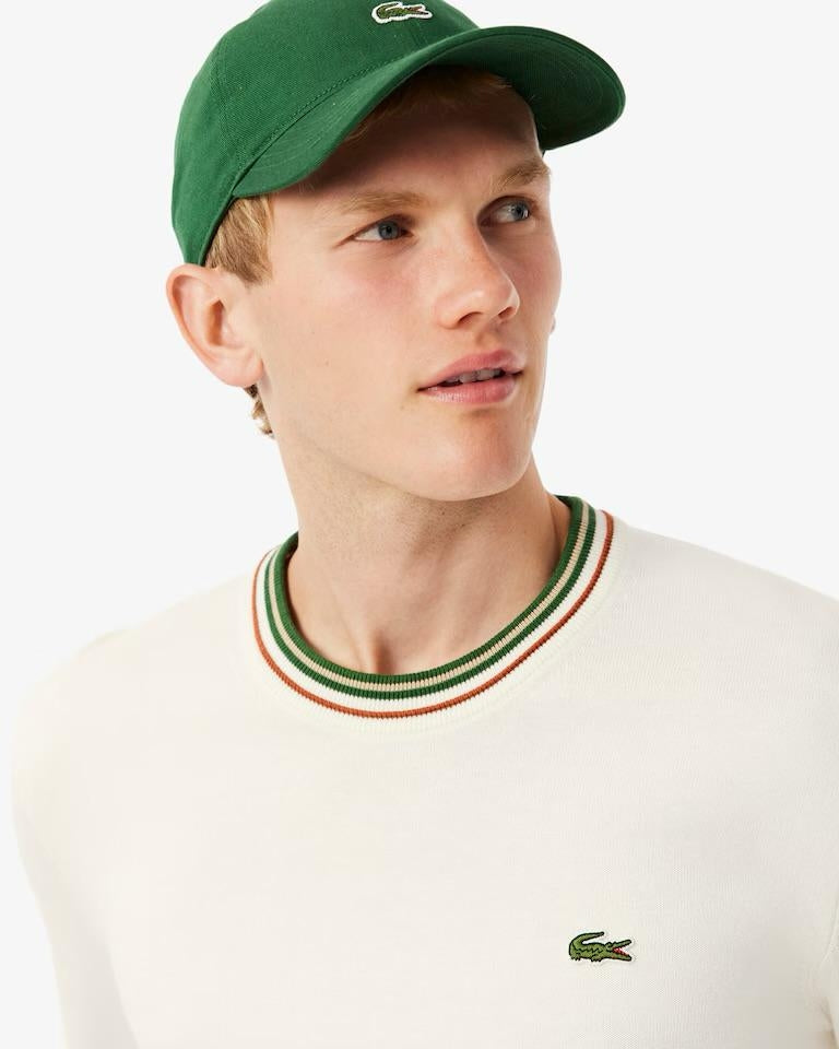 Maglia Lacoste girocollo con strisce a contrasto uomo