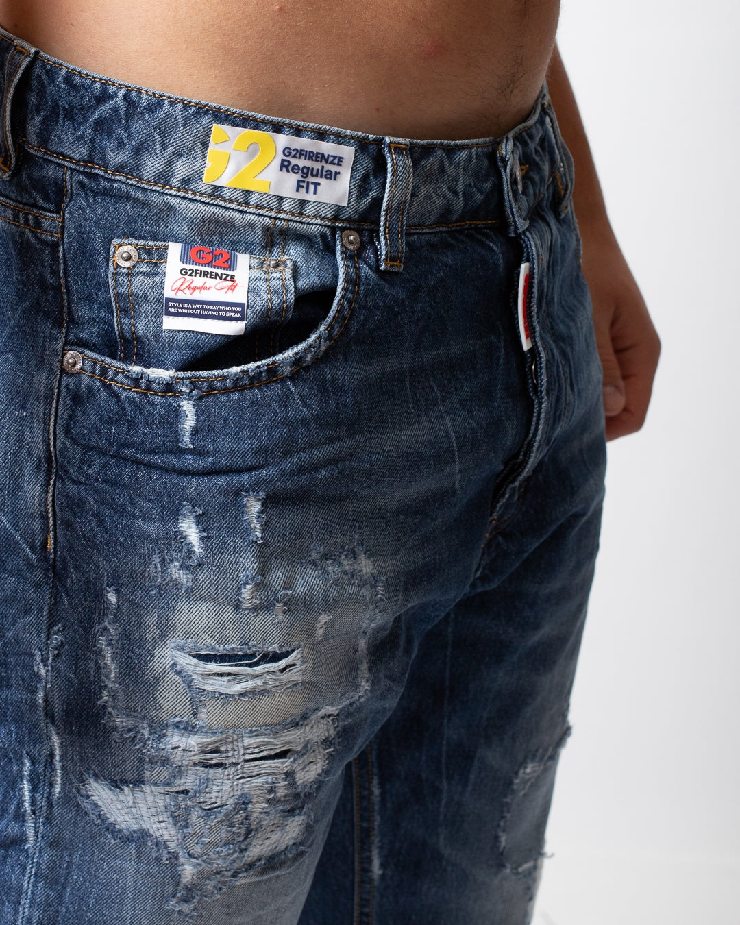 Jeans G2 Firenze "Broken" regular uomo