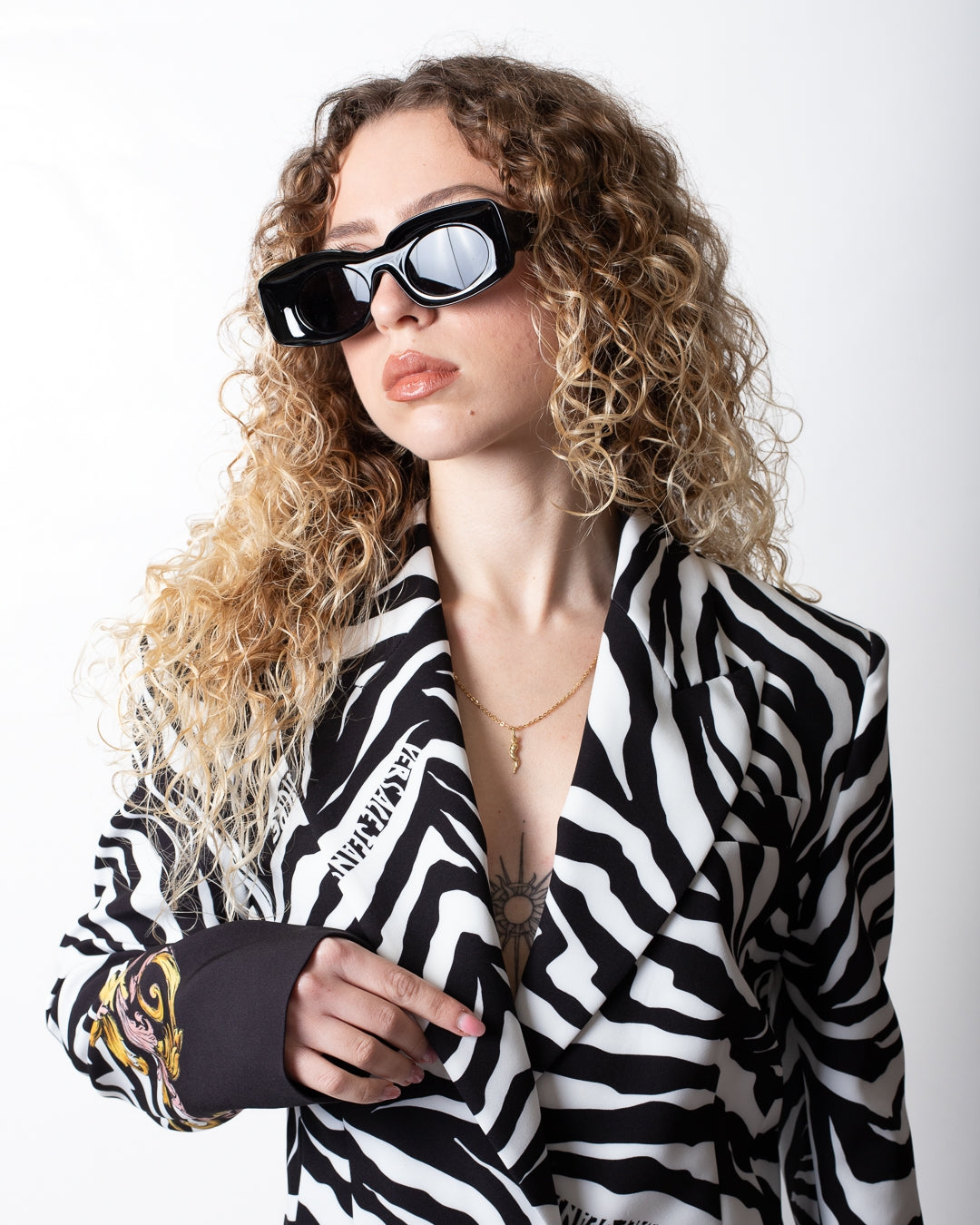 Giacca blazer Versace Jeans Couture monopetto zebrata donna
