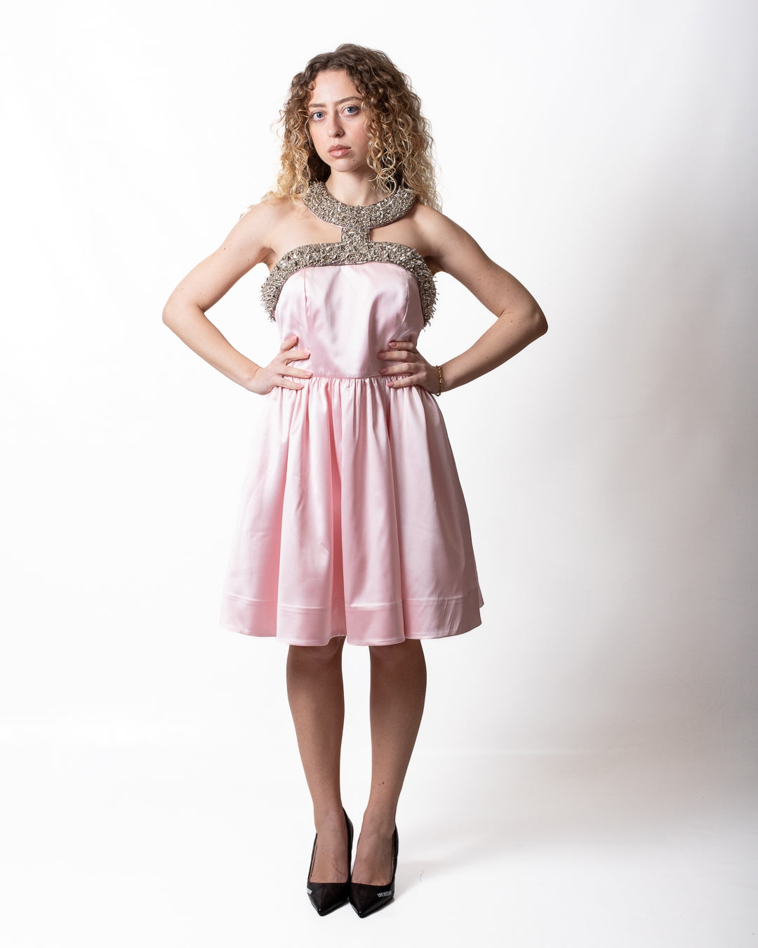 Abito John Richmond short dress in seta con borchie donna