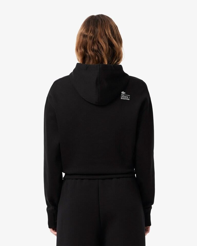 Felpa Lacoste cropped con cappuccio e logo in silicone donna