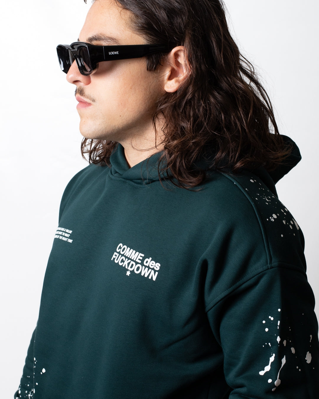 Felpa Comme des Fuckdown stampata con cappuccio uomo