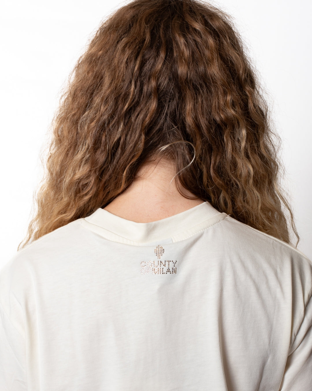 T-Shirt Marcelo Burlon cropped con strass donna