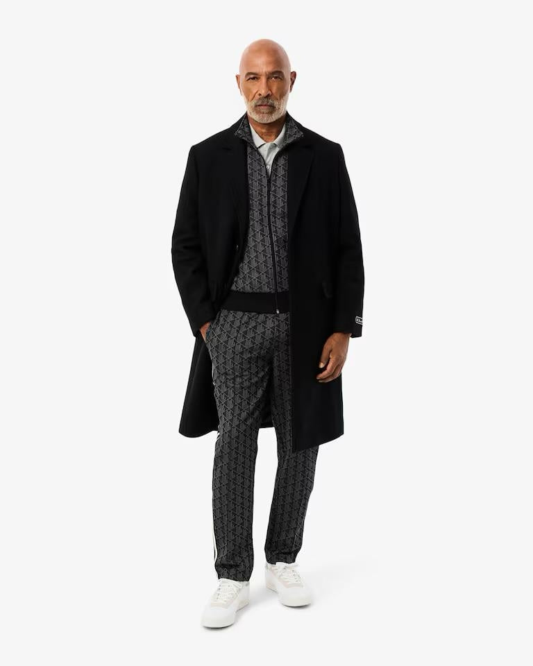 Felpa Lacoste con zip logata allover uomo
