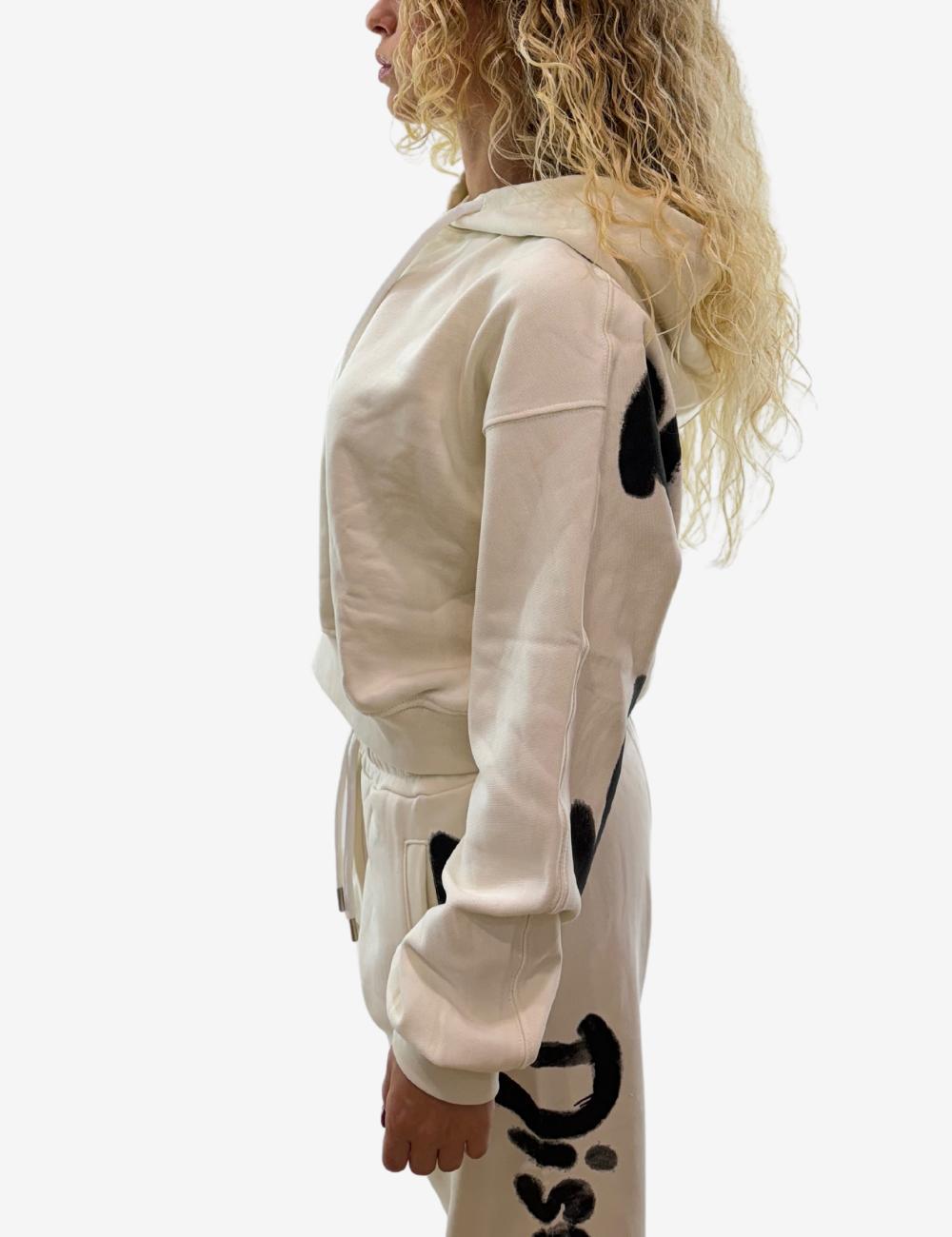 Felpa Disclaimer crop con cappuccio e logo donna