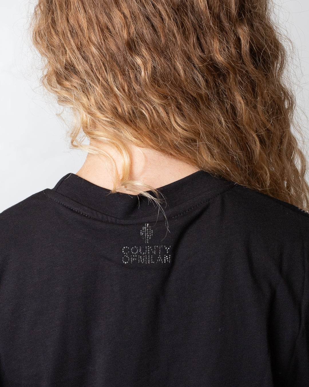 T-Shirt Marcelo Burlon cropped con strass donna