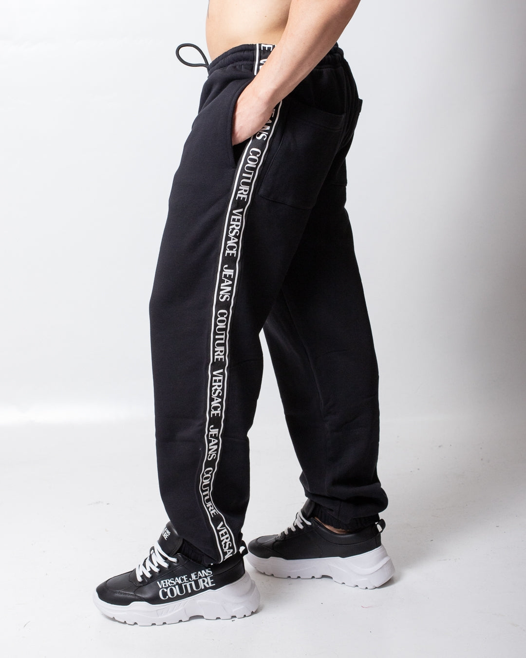 Pantalone Versace Jeans Couture con bande logate uomo