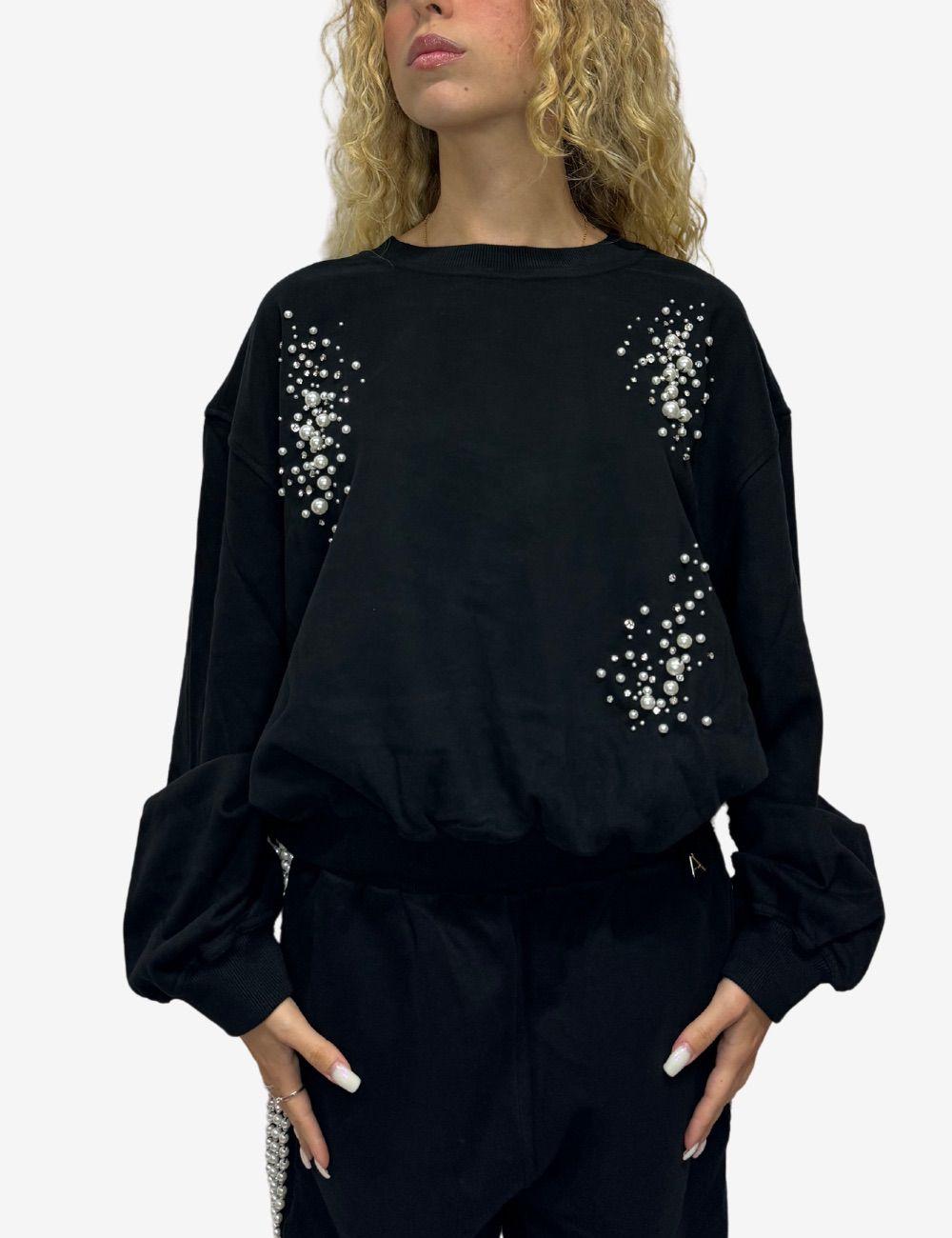 Felpa Twinset Actitude girocollo con perline donna