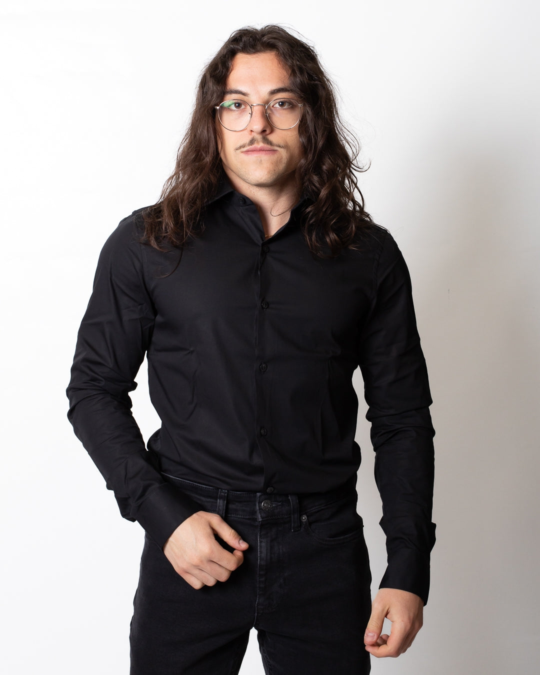 Camicia Calvin Klein "Slim Poplin black" uomo